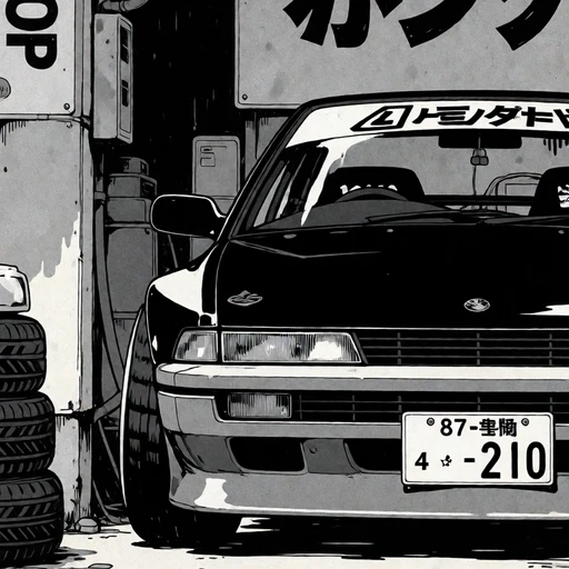 KuroDrive : Monochrome Automotive Illustration Krea 2